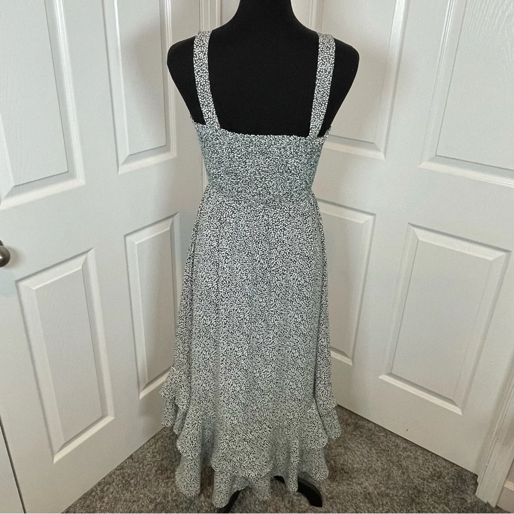 Grace Karin Olive Green & White Stretch Ruffle Layered Hem Midi Sundress Sz S - Picture 4 of 12